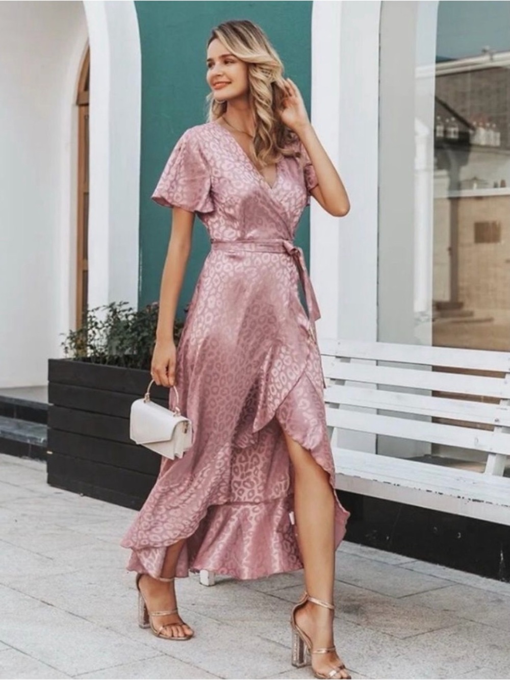 Satin Wrap Maxi Dress